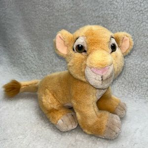 Nala lion plush vintage 8" side sitting orange green eyes The Lion King Disney